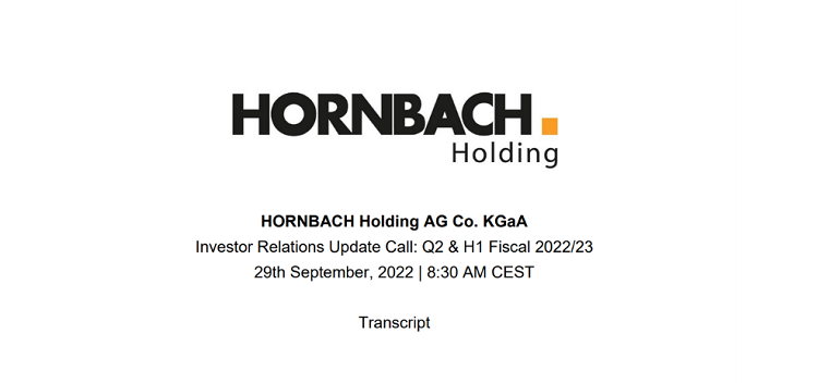Read more about the article Hornbach – Mitschrift Analystencall Q2 2022/23