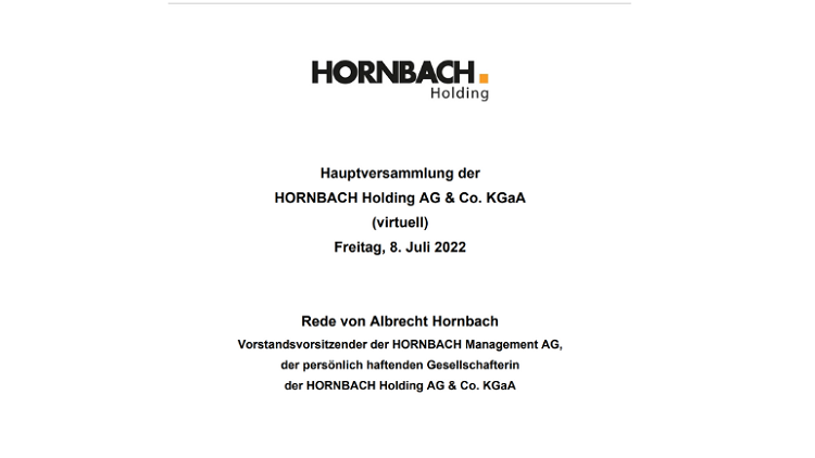 Read more about the article Hornbach – Rede des CEO auf der Hauptversammlung im Juli 2022