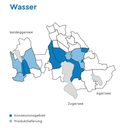 WWZ, Konzessionsgebiet Wasser 2021