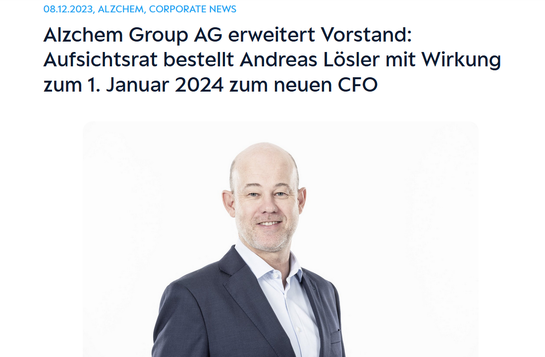 Read more about the article Alzchem – Andreas Lösler neuer Finanzvorstand