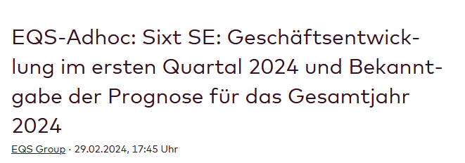 Read more about the article SIXT – Ergebnis 2023, Ausblick 2024 und Bereinigung der Restwerte auf Elektrofahrzeuge